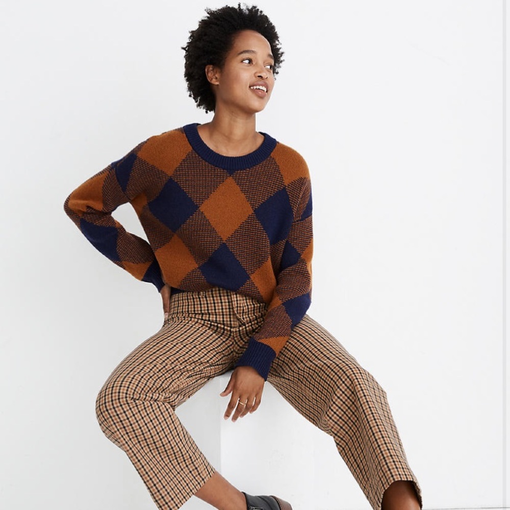 Madewell plaid crew neck sweater